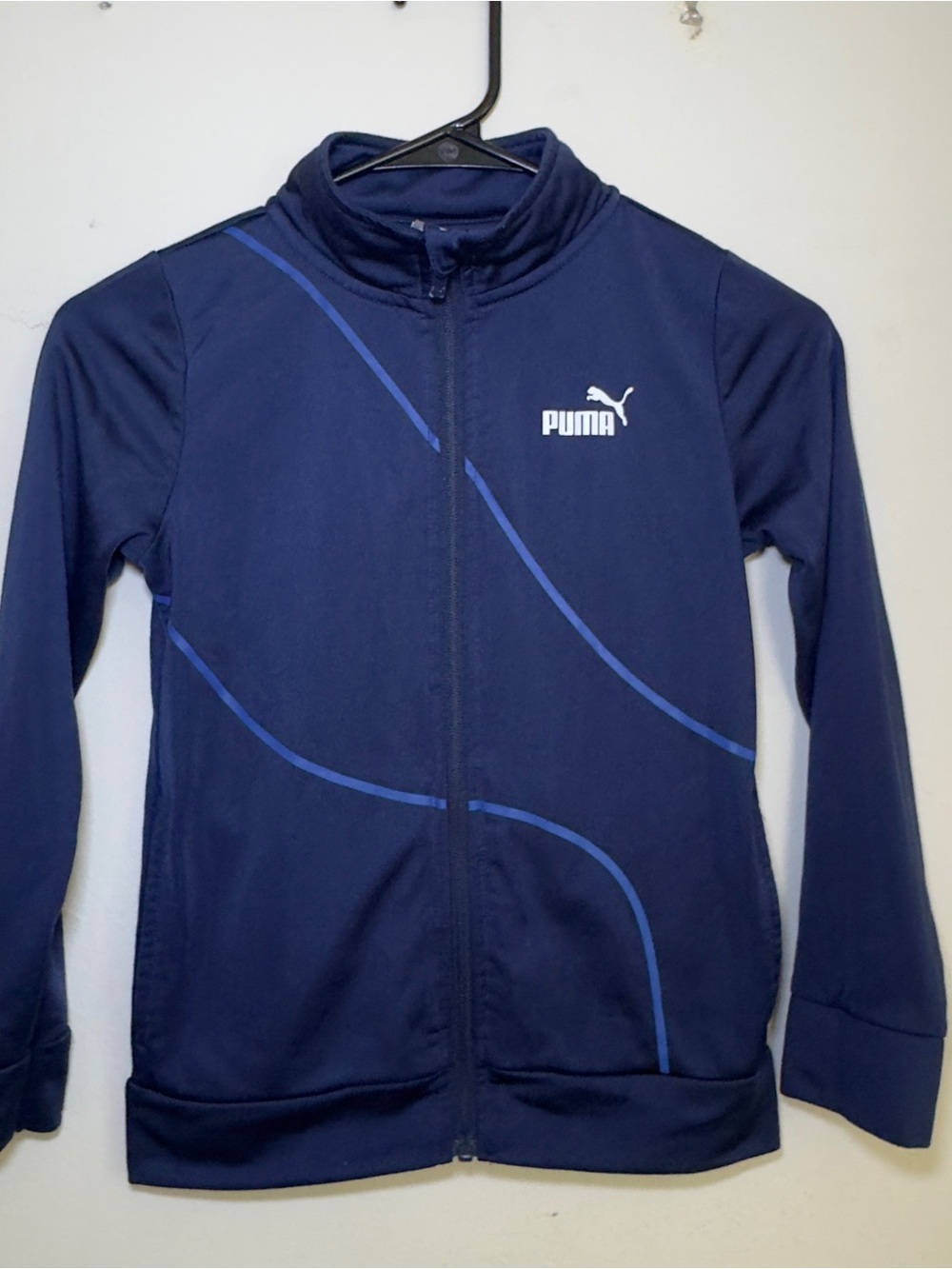 Puma Kids Track Jacket Navy Blue Full Zip Athletic Size 7